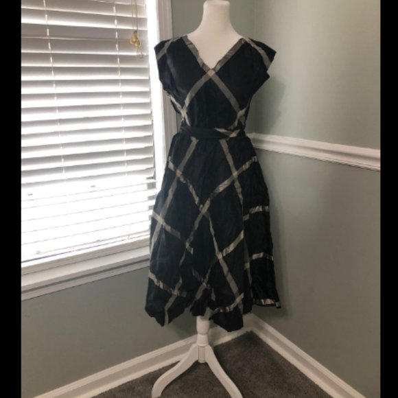Vintage Dresses & Skirts - Vtg 40s 50s Striped Taffeta Dress